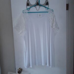 2x 3x Shirt Croft And Barrow  White Lace Knit Top Casual Summer Career